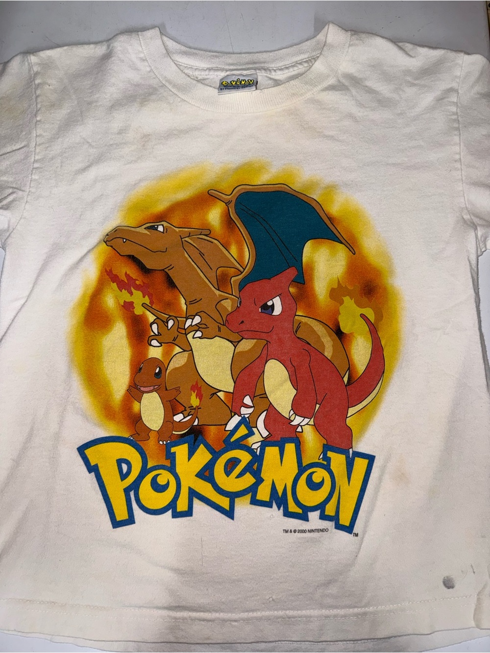 Vintage 2000s Pokémon Kids Charizard Family Graphic Tee - White